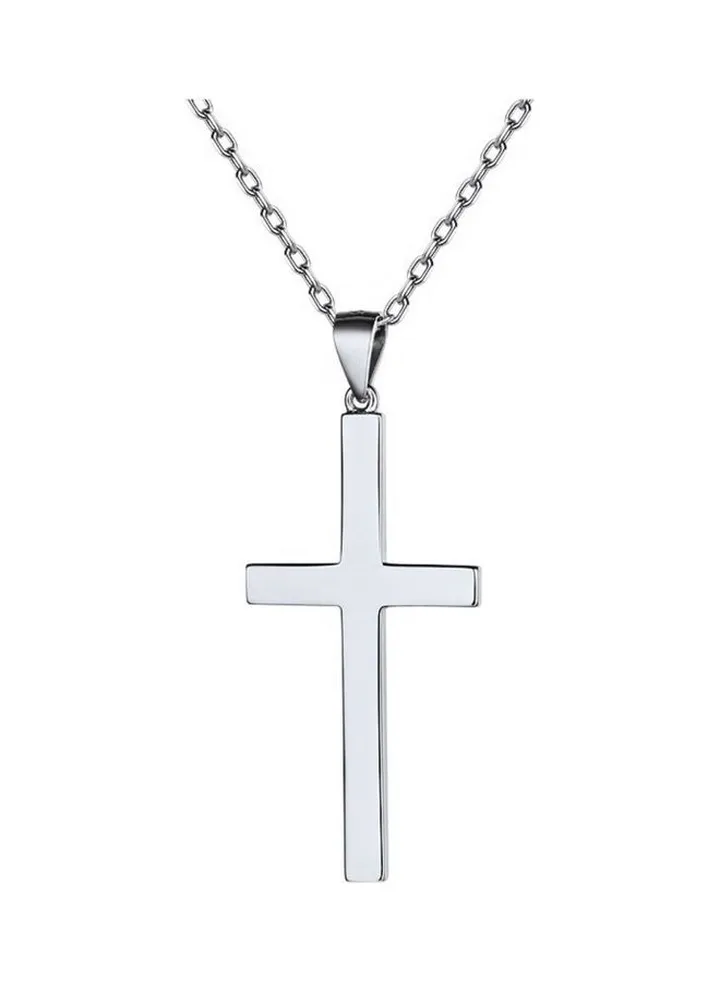 Rhodium Plated Ziron Studded Pendant Necklace