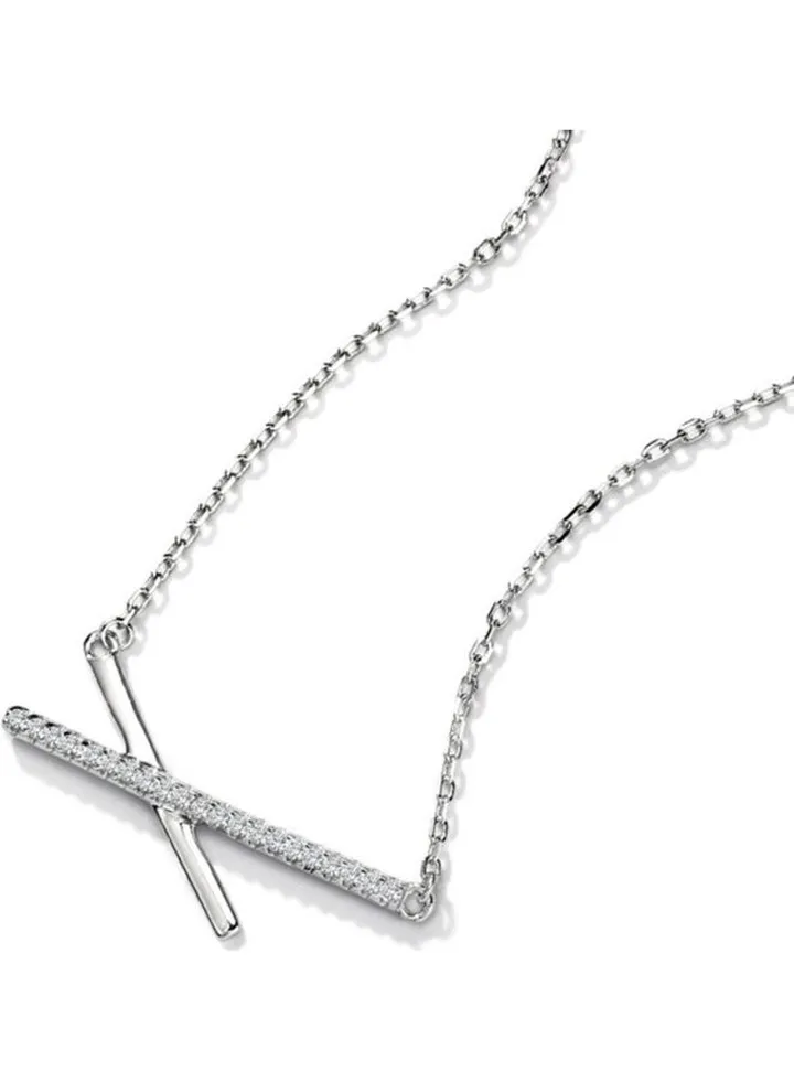 S925 Sterling Silver Crystal Studded Pendant Necklace