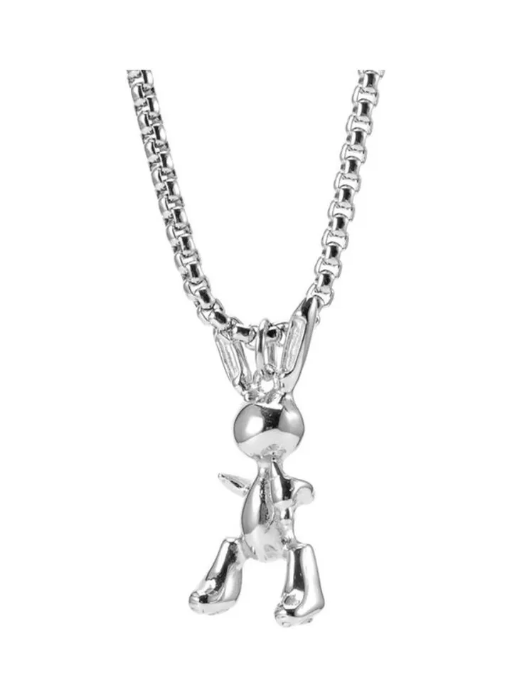 Rhodium Plated Ziron Studded Pendant Necklace