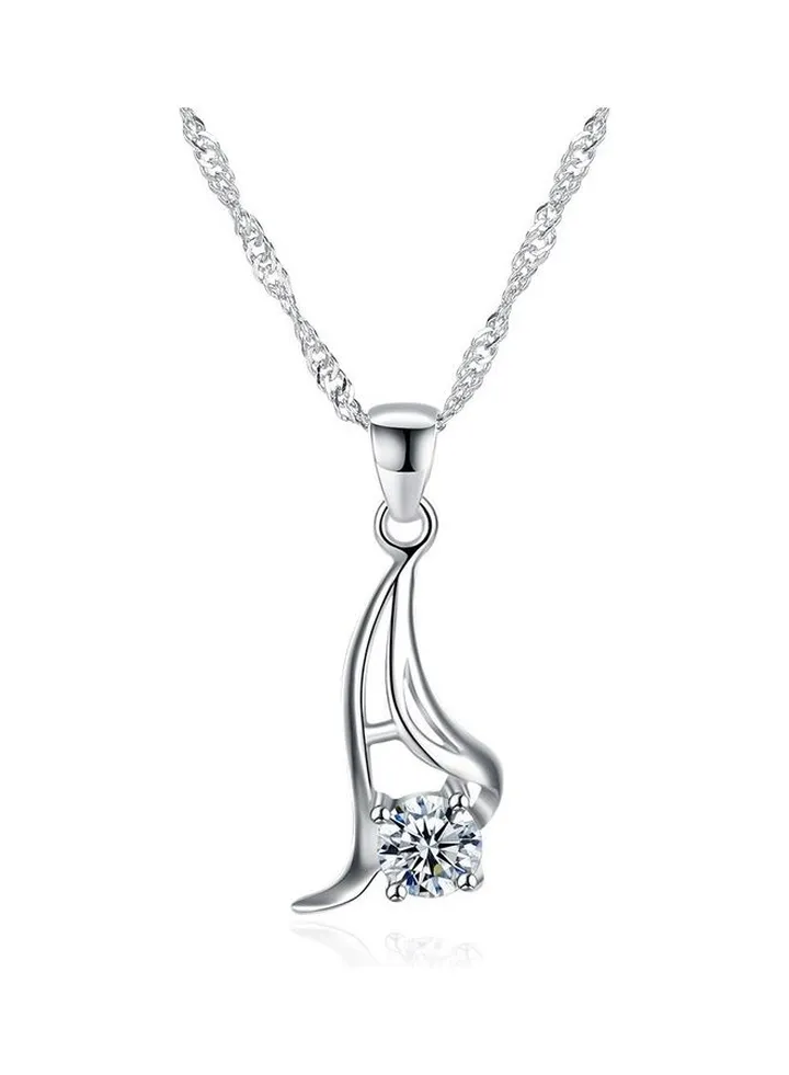 S925 Sterling Silver Crystal Studded Pendant Necklace