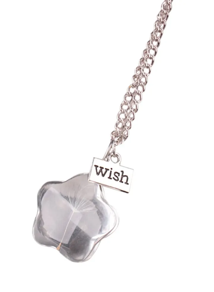 Geometric Rhinestone Dandelion Inlaid Sweater Pendant Necklace