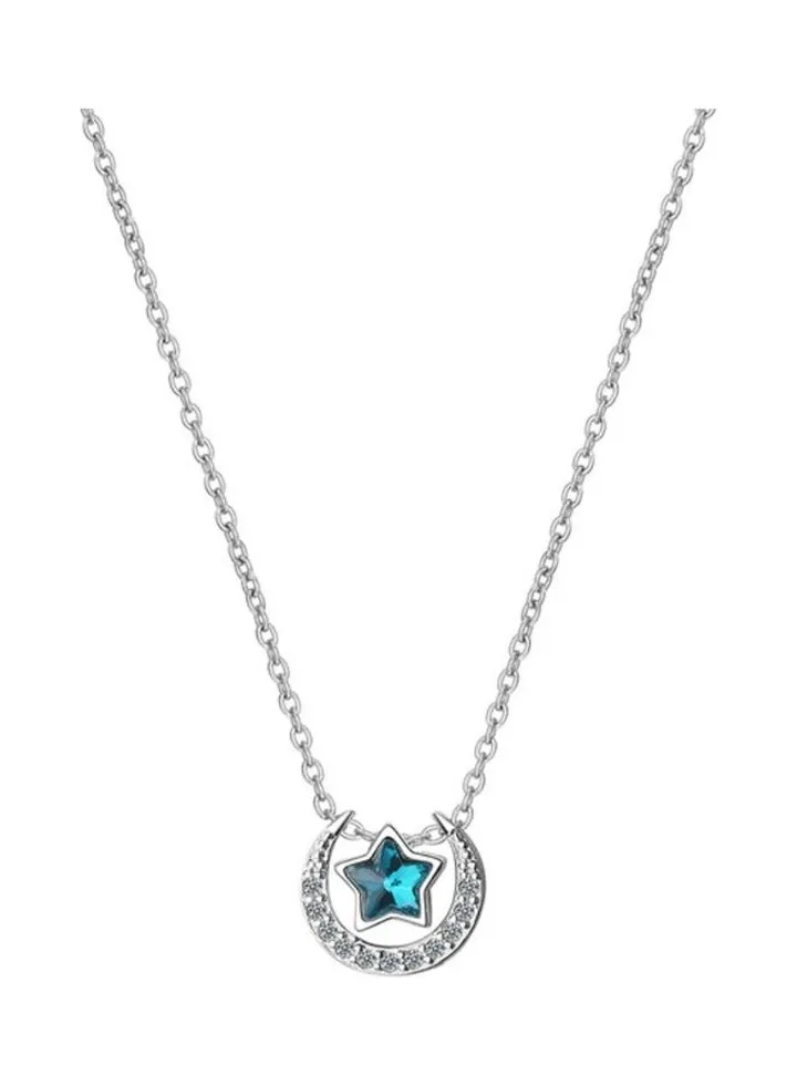 S925 Sterling Silver Crystal Studded Pendant Necklace