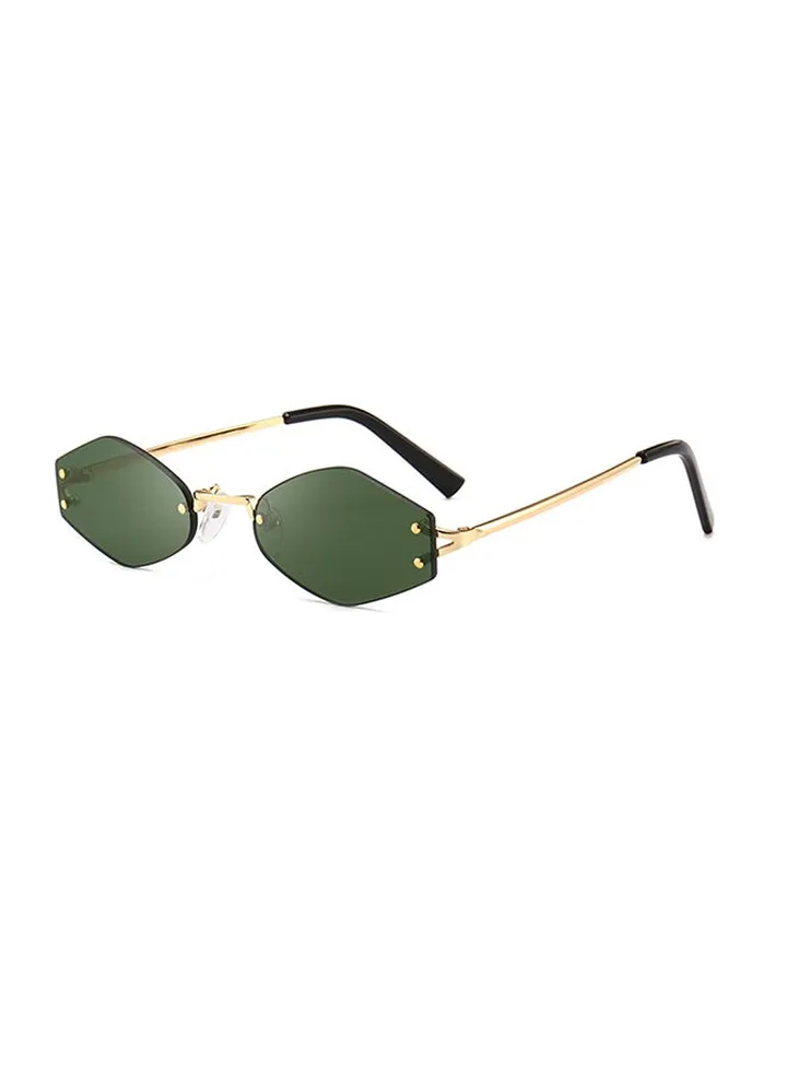 Women's UV Protection Asymmetrical Sunglasses Blackish-green