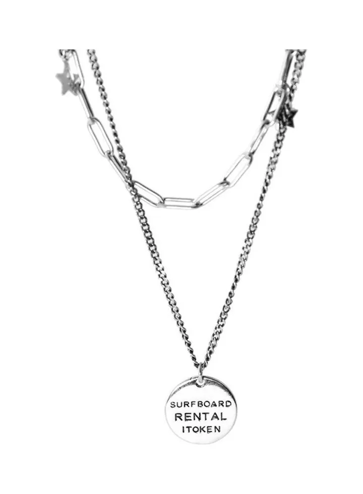 Rhodium Plated Ziron Studded Pendant Necklace