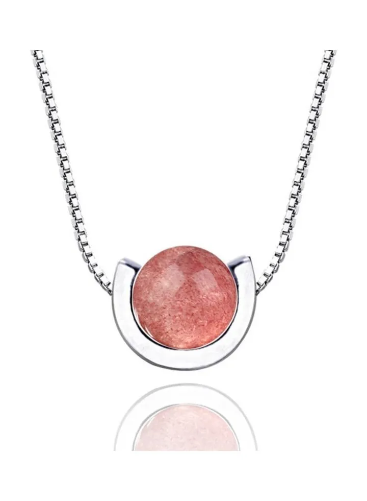 Rhodium Plated Ziron Studded Pendant Necklace