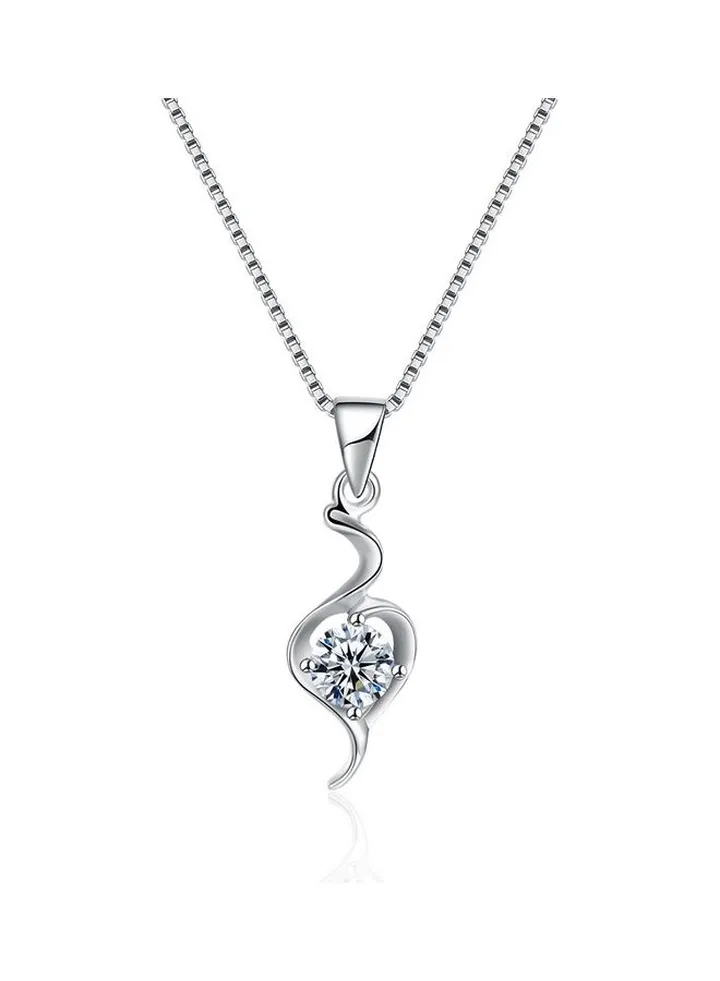 S925 Sterling Silver Crystal Studded Pendant Necklace