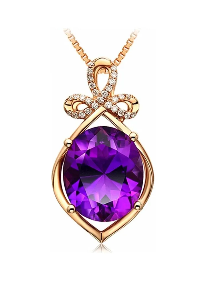 Rhodium Plated Ziron Studded Pendant Necklace