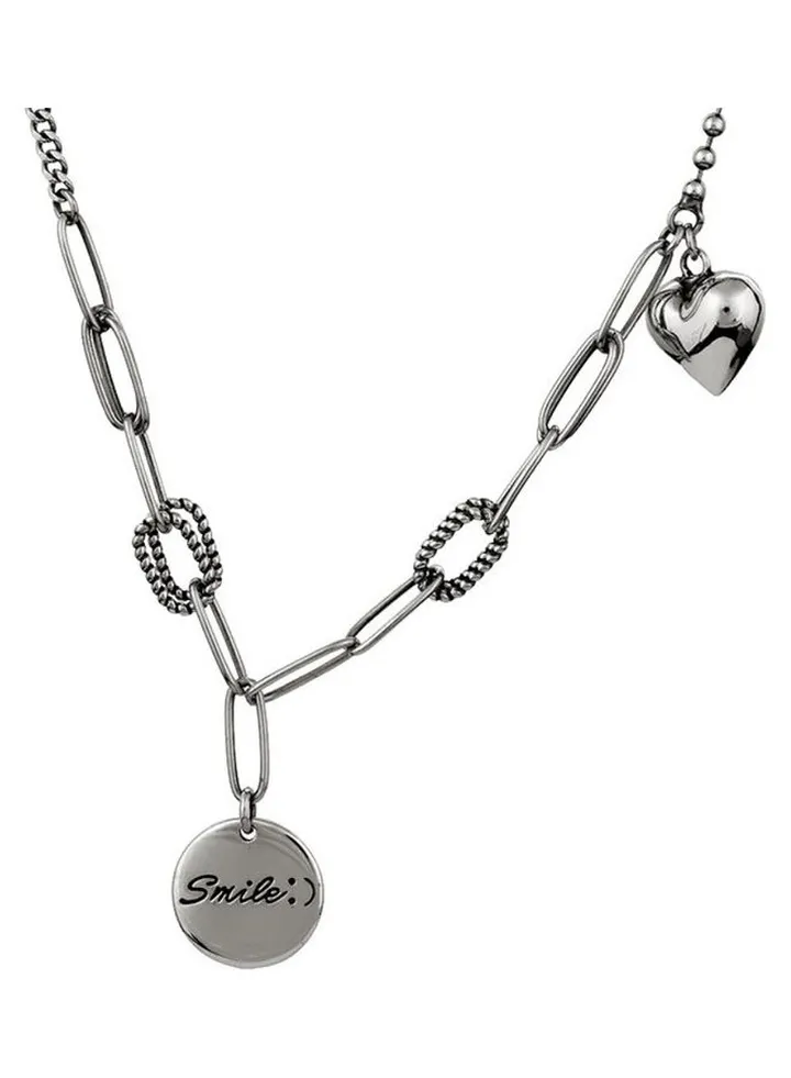 Rhodium Plated Ziron Studded Pendant Necklace