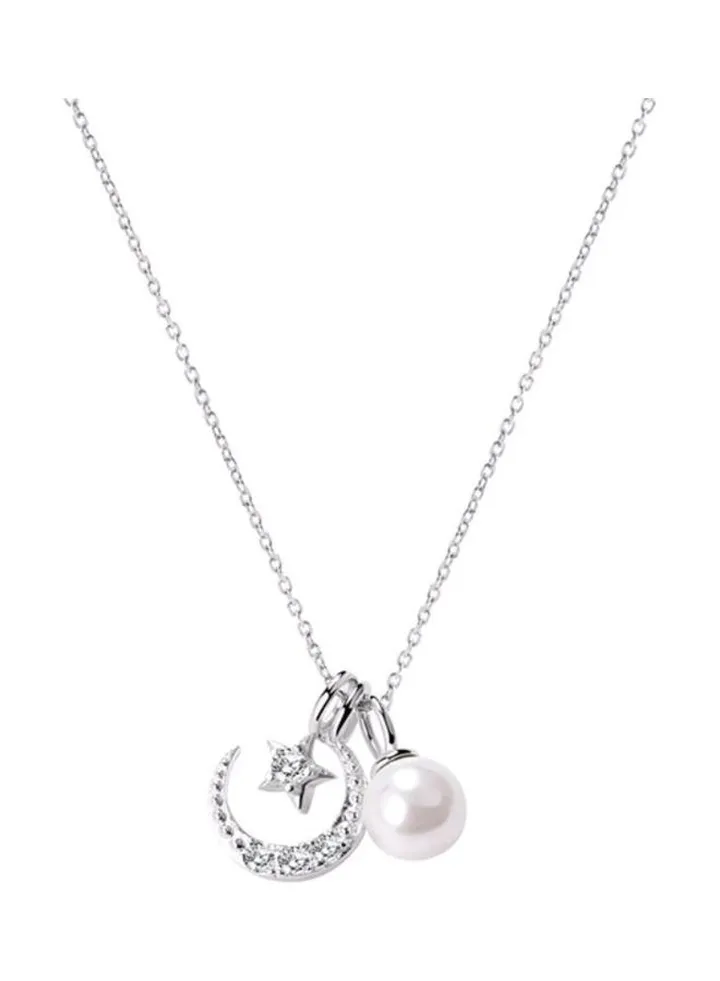 S925 Sterling Silver Crystal Studded Pendant Necklace
