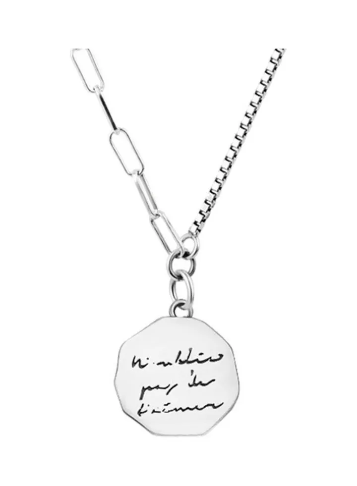Rhodium Plated Ziron Studded Pendant Necklace