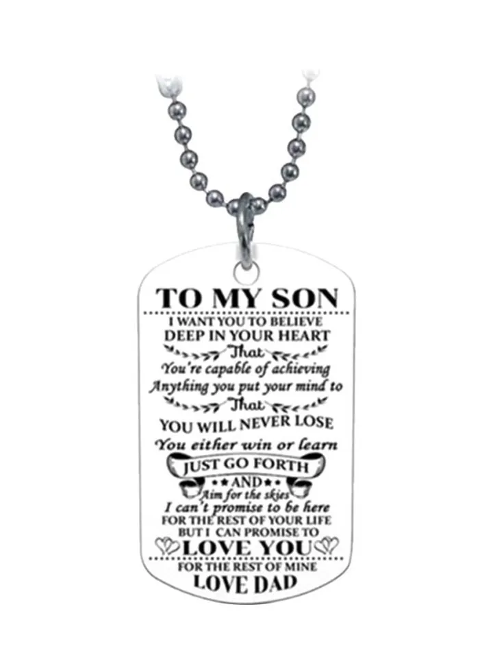 Carving Letters Father-To-Son Pendant Necklace