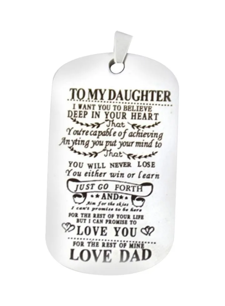 Carving Letters Father-To-Daughter Pendant Necklace