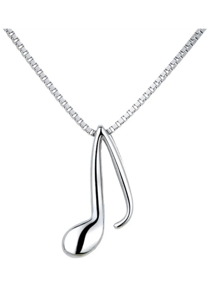 Rhodium Plated Ziron Studded Pendant Necklace