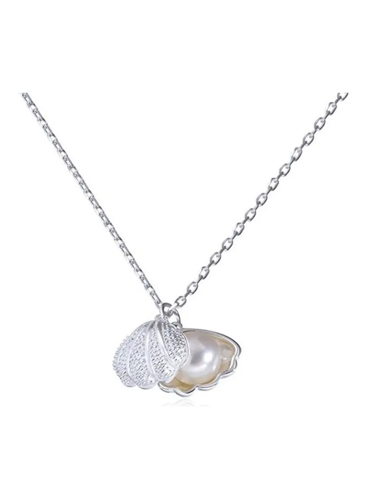 Rhodium Plated Ziron Studded Pendant Necklace