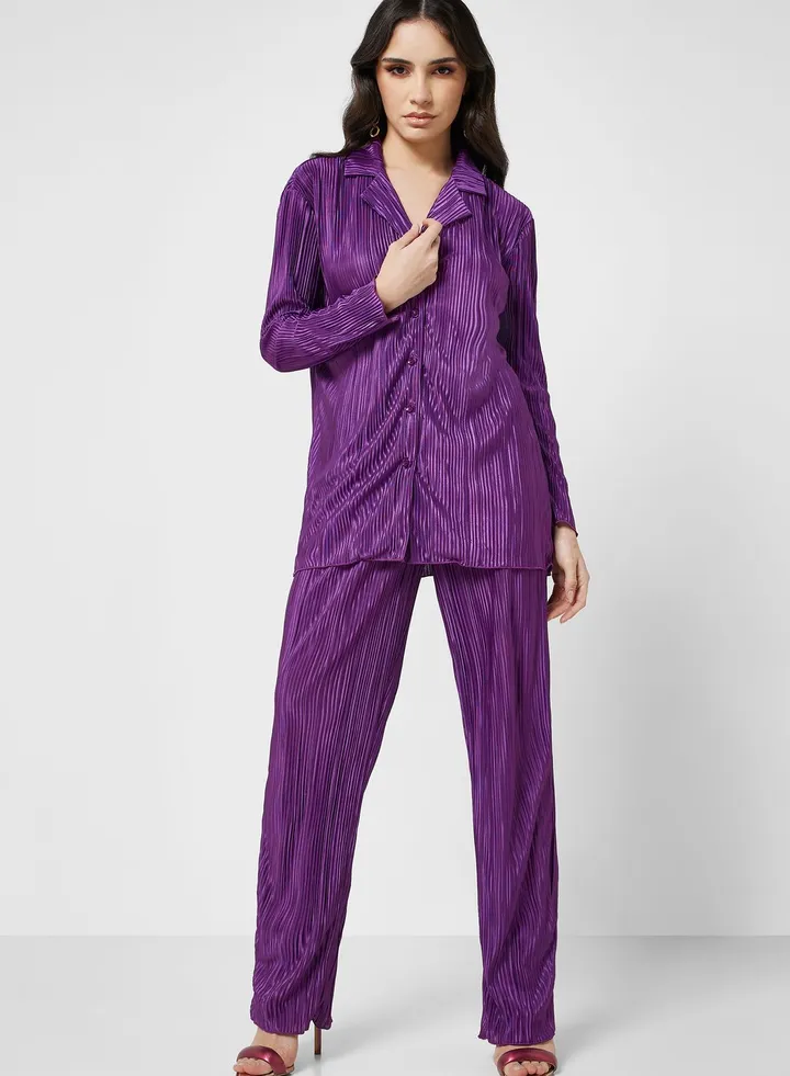 Pleat Shirt And Pant Set