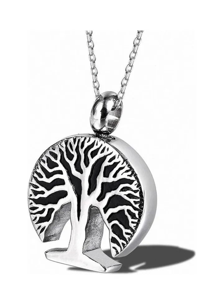 Rhodium Plated Ziron Studded Pendant Necklace