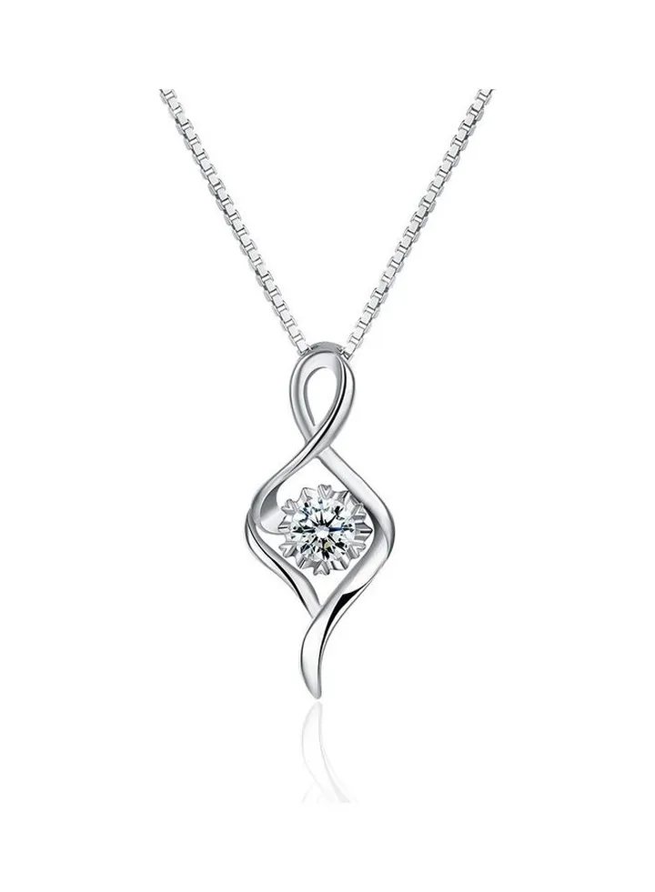 S925 Sterling Silver Crystal Studded Pendant Necklace