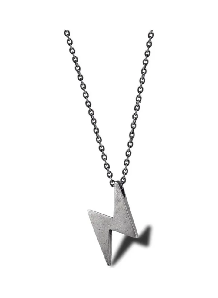 Rhodium Plated Ziron Studded Pendant Necklace