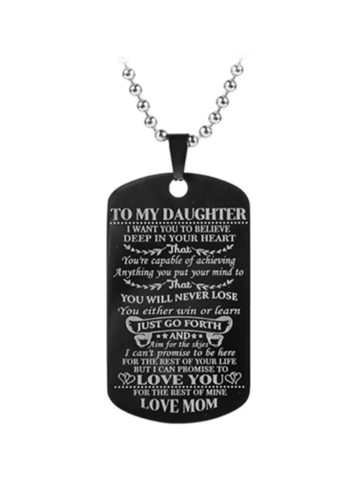 To My Daughter Quote Pendant Necklace