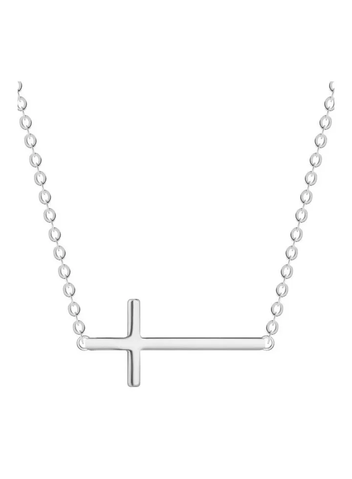 Rhodium Plated Ziron Studded Pendant Necklace