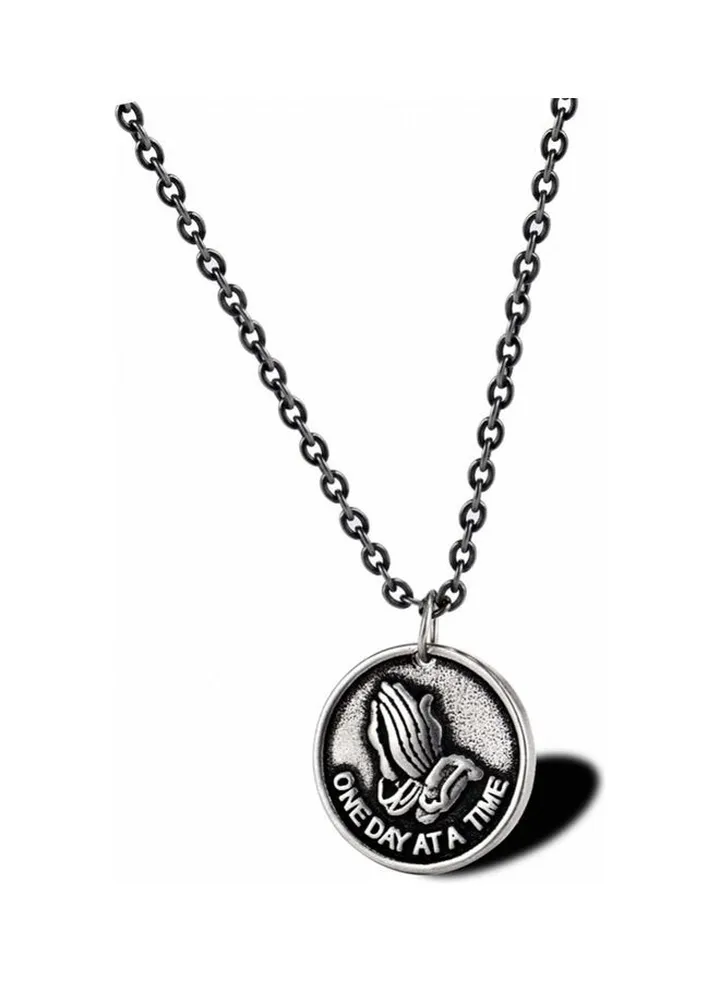 Rhodium Plated Ziron Studded Pendant Necklace