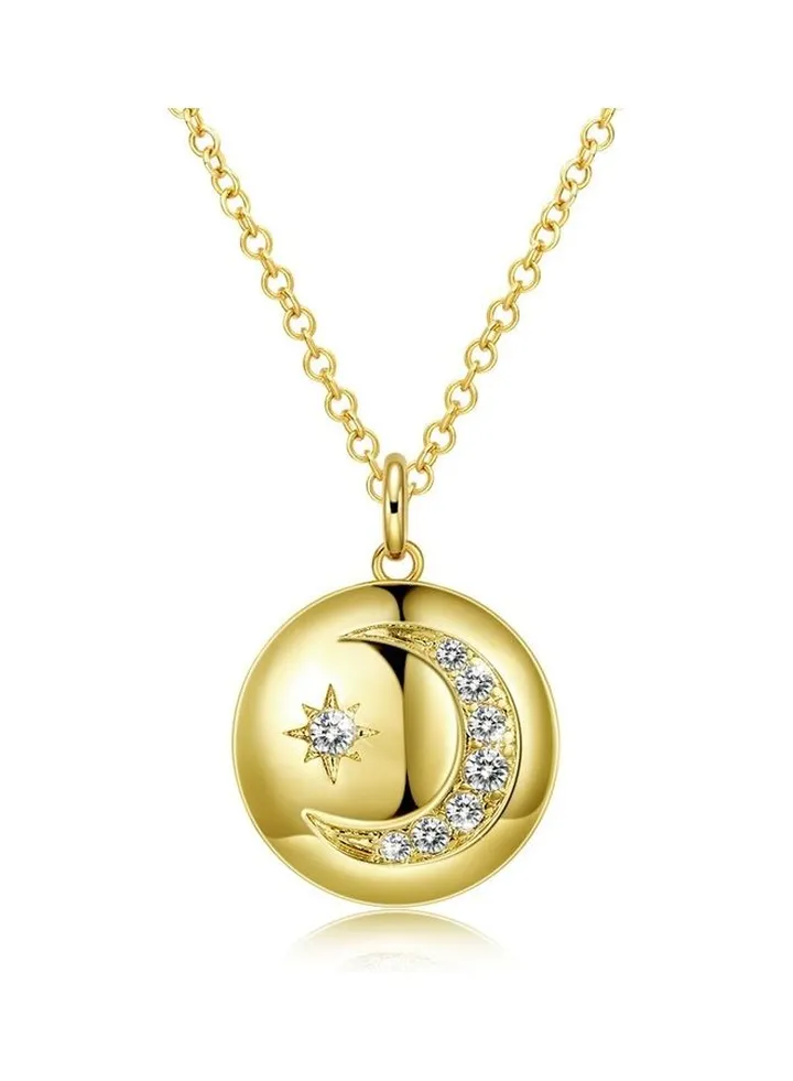 Rhodium Plated Ziron Studded Pendant Necklace