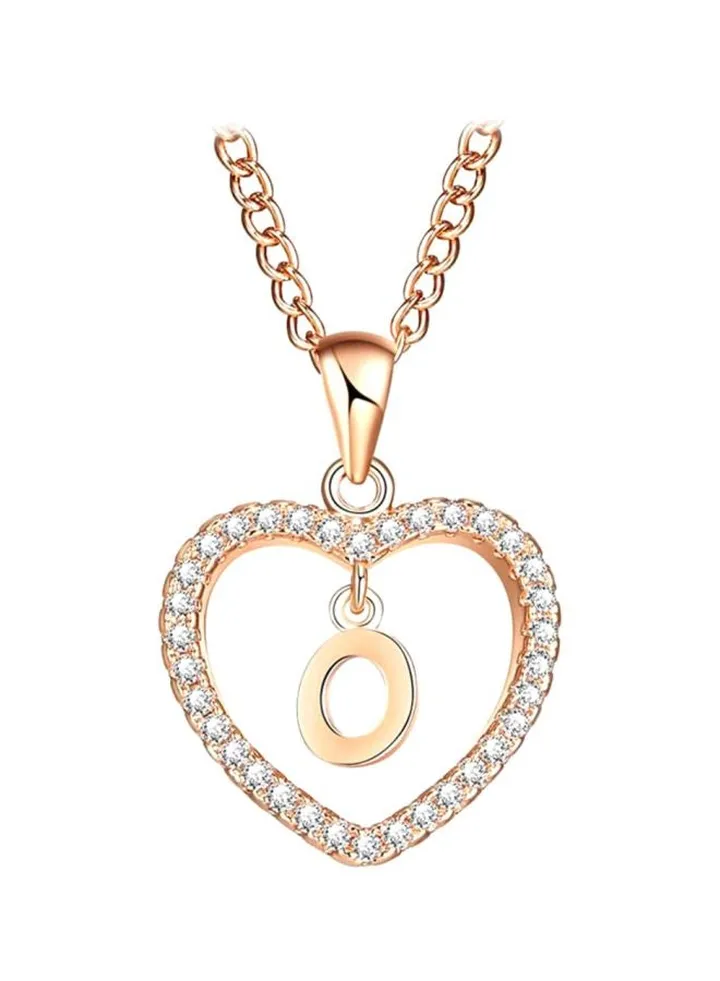 Concise Hollowed Heart Alphabet Pendant Necklace