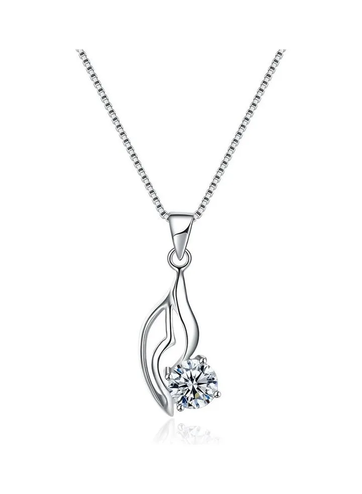 S925 Sterling Silver Crystal Studded Pendant Necklace