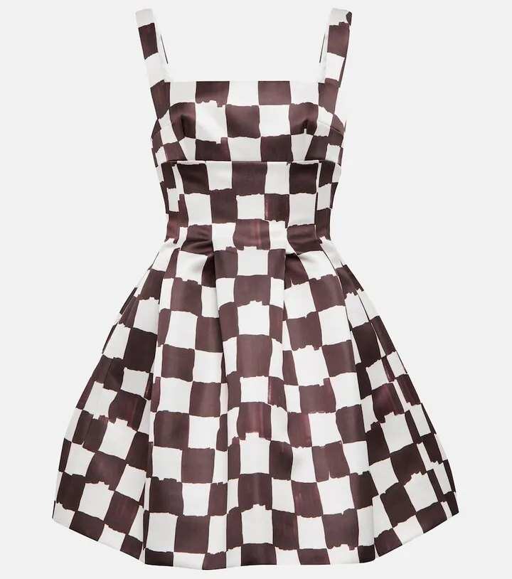Gayla satin checkboard minidress