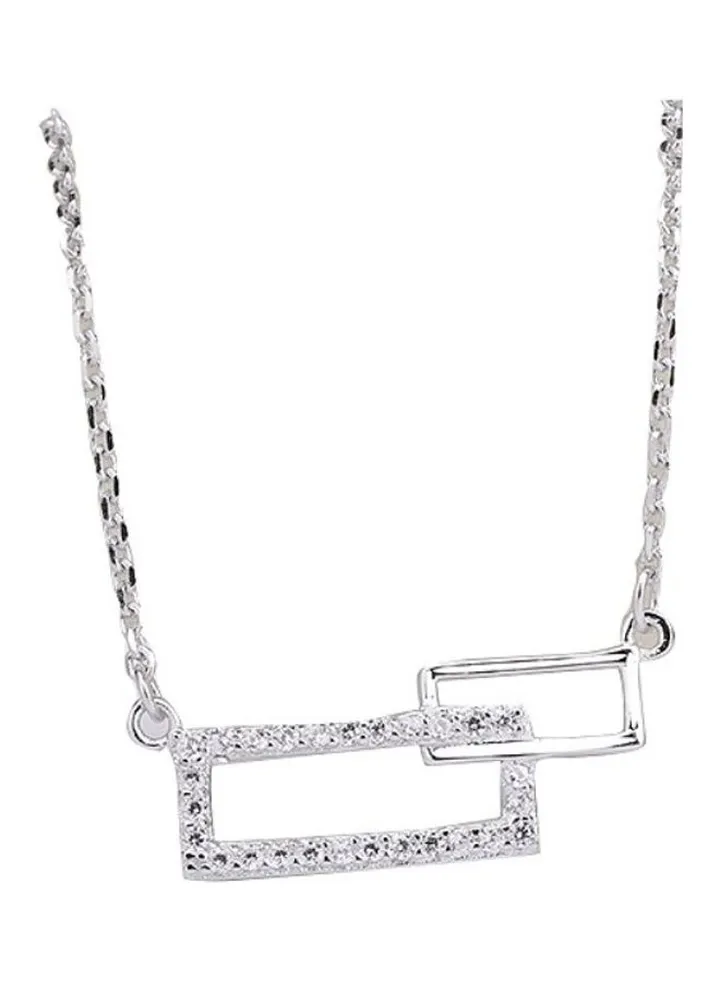 S925 Sterling Silver Crystal Studded Pendant Necklace