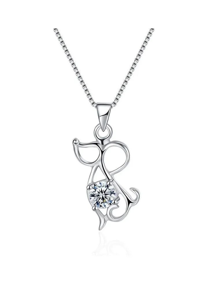 S925 Sterling Silver Crystal Studded Pendant Necklace