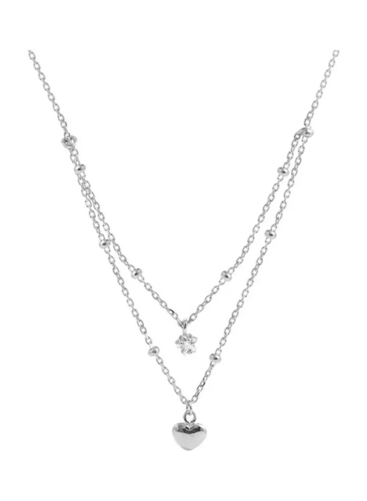 S925 Sterling Silver Crystal Studded Pendant Necklace