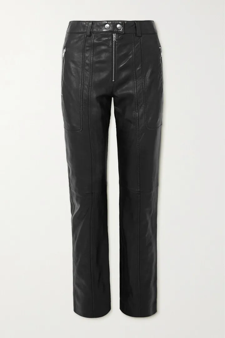 Isabel Marant - Anazia Paneled Leather Slim-leg Pants - Black