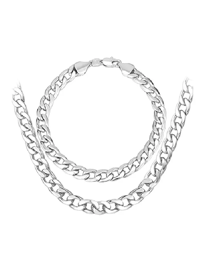 Gold Platinum Plated Chain Necklace With Bracelet Set