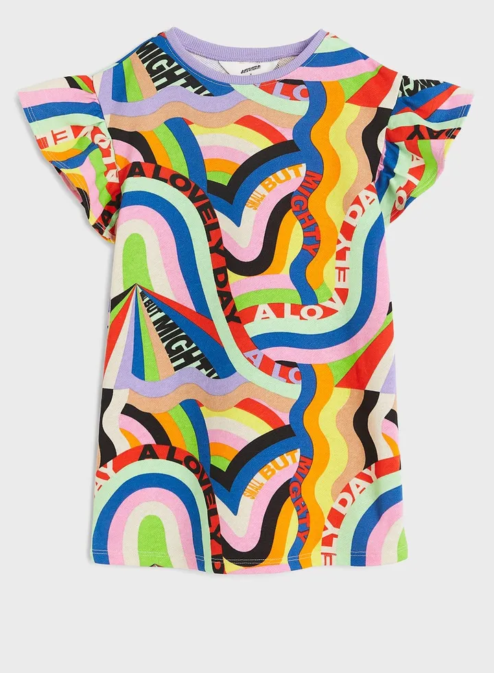 Kids Patterned Sweatshirt Dress