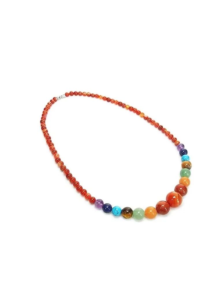 REBUY Crystal Necklace Gemstone Necklace Carnelian Chakra Stone Jewelry Crystal Healing Stone Jewelry