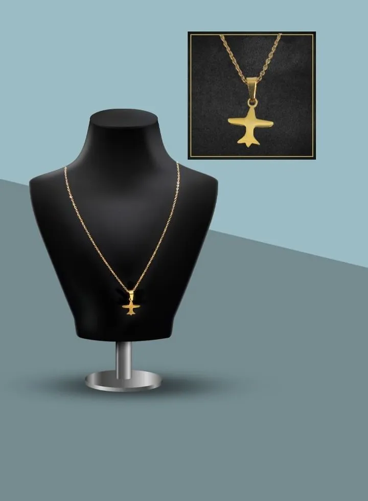 Airplane Pendant Gold Necklace