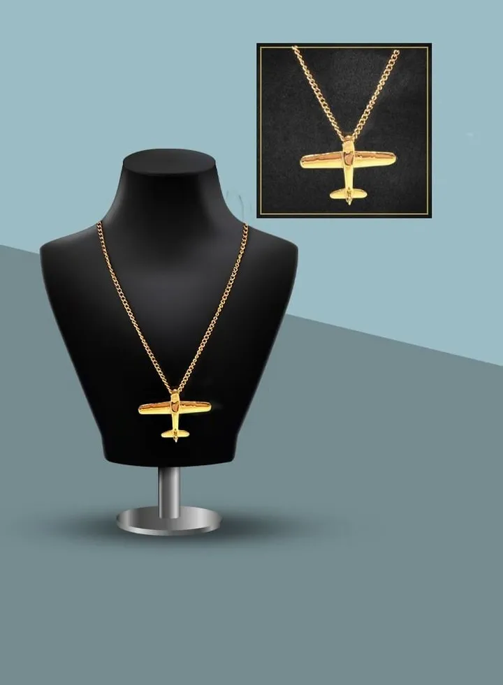 Airplane Pendant Gold Necklace