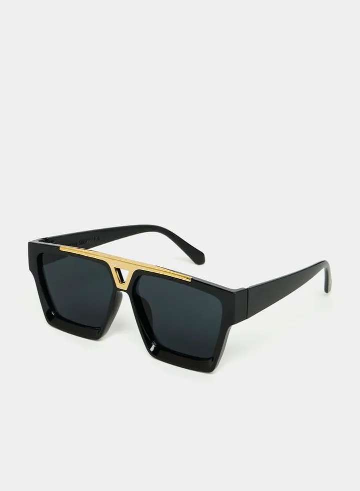 Metal Accent Square Sunglasses