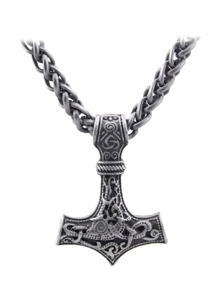 Stainless Steel Thor's Hammer Mjolnir Pendant Necklace