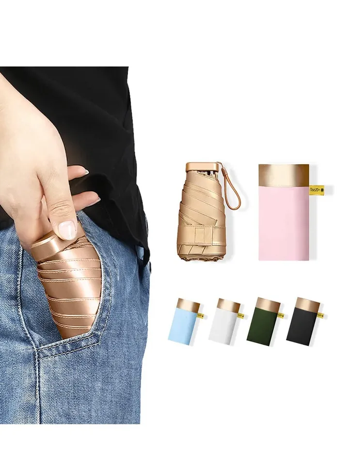 Mini Pocket Umbrella, Folding Umbrellas Compact Mini Travel Umbrella Light Compact Design, Waterproof and UV Proof, Compact and Portable Windproof Water Repellent Can be Put in a Personal Pocket