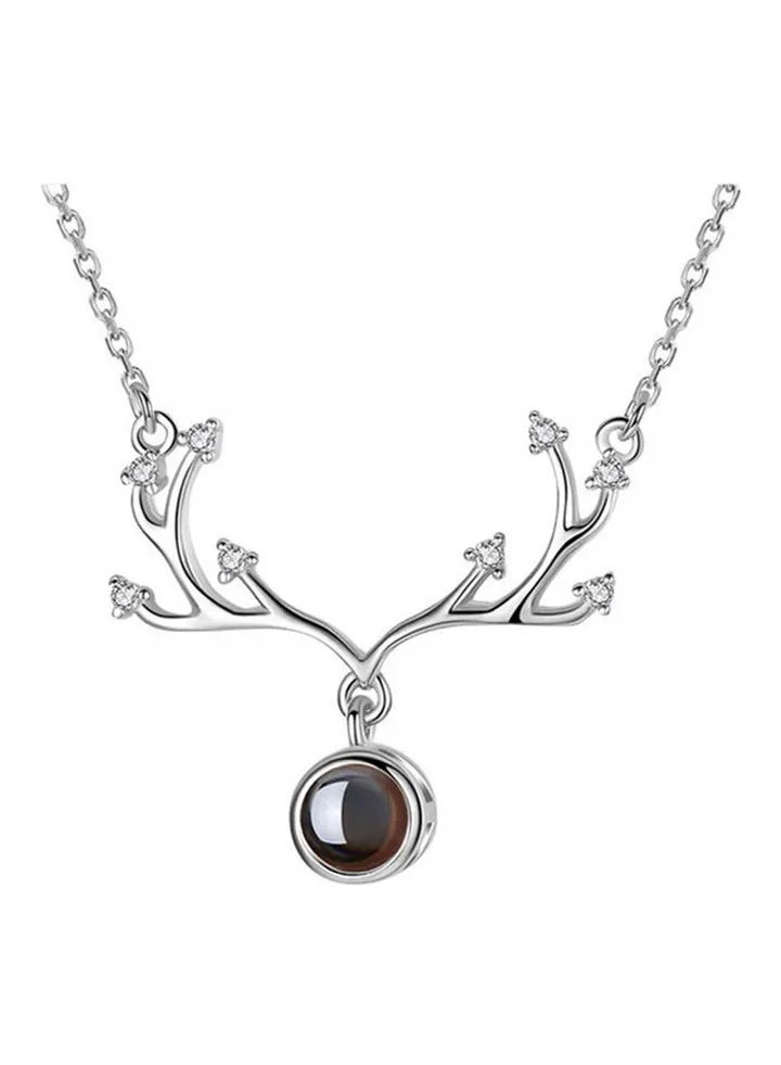 Sliver Plated Antlers Design Necklace