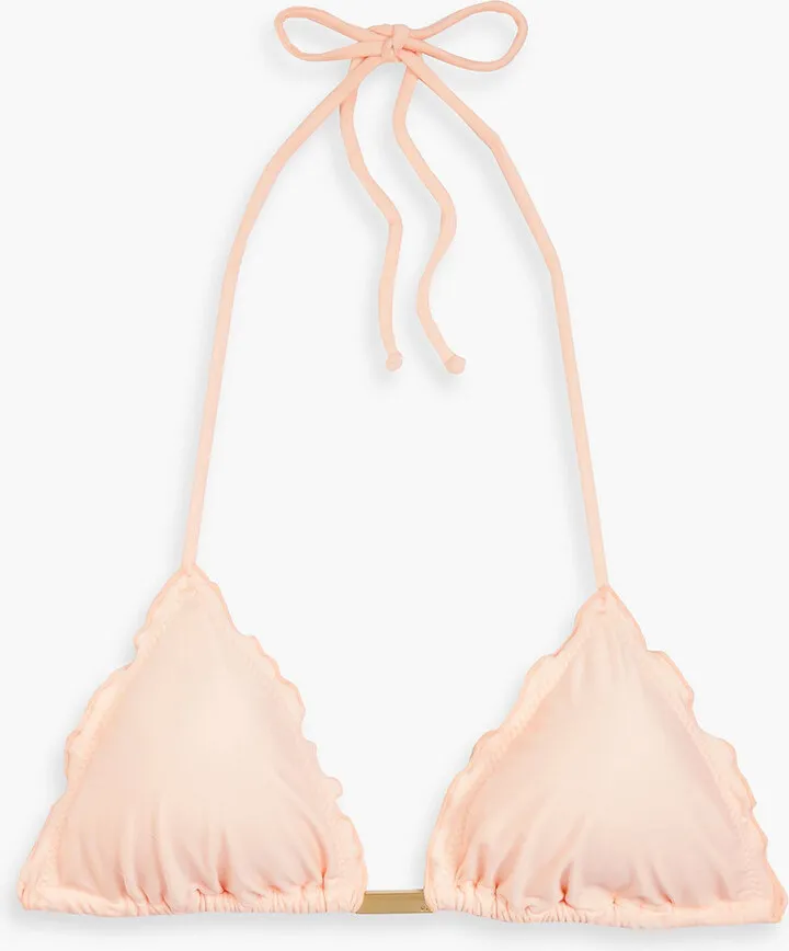 Ruffled triangle bikini top