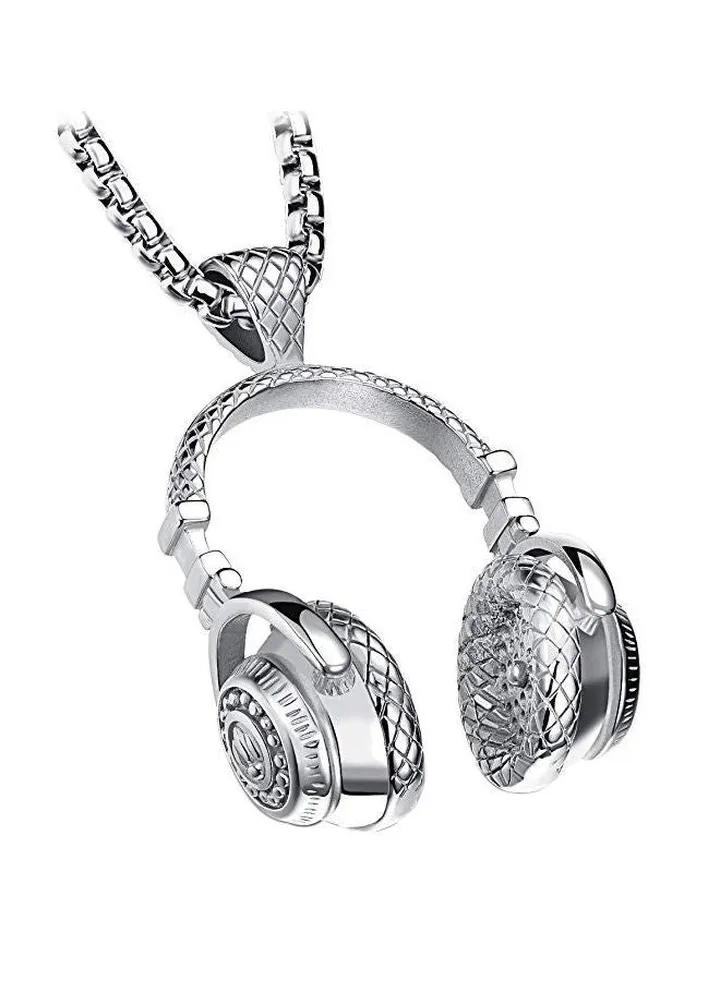 Stainless Steel Headphone Pendant Necklace