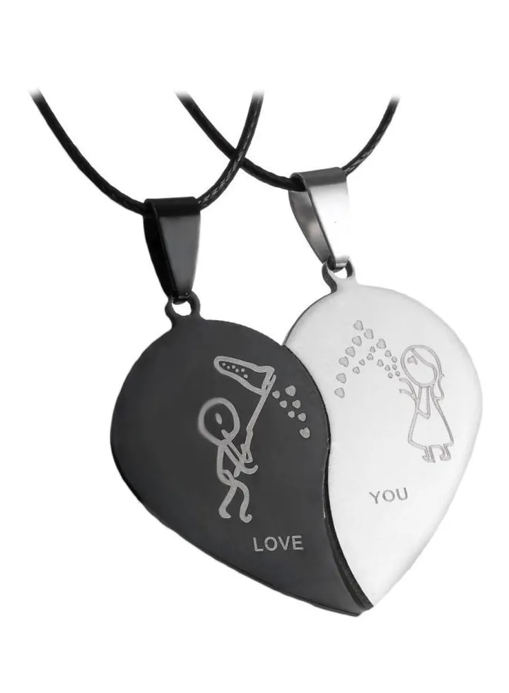 2-Piece Broken Heart Pendant Necklace