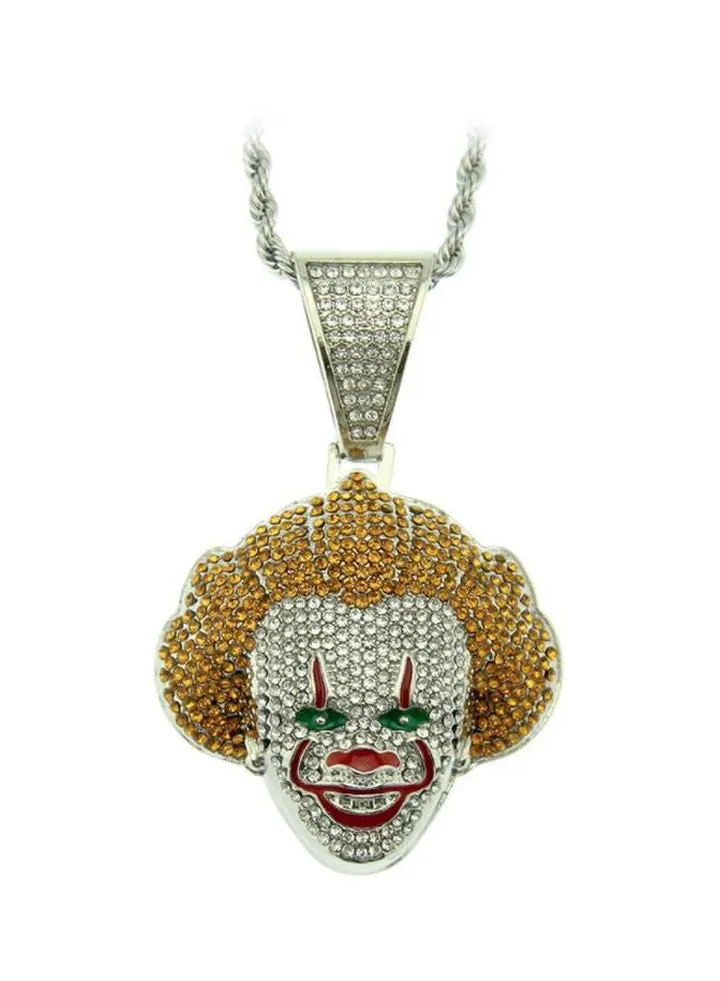 Stone Studded Classic Clown Shaped Pendant Necklace