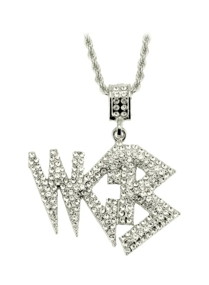 Letters Shaped Stone Studded Pendant Necklace