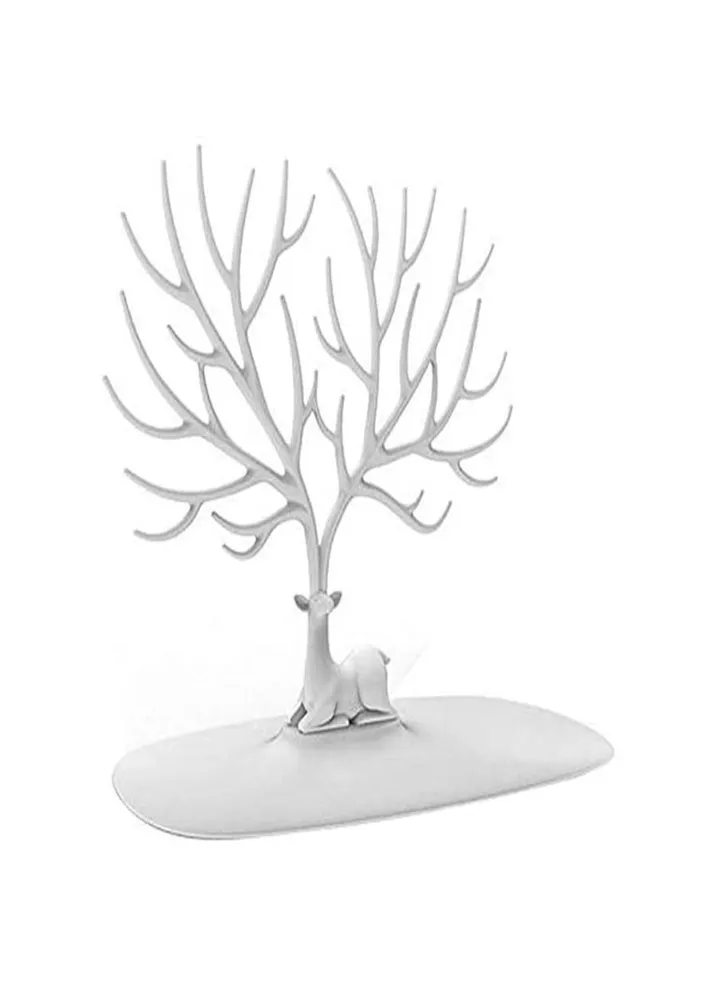 Jewelry Stand Display Earring Necklace Holder Organizer Rack Tower White