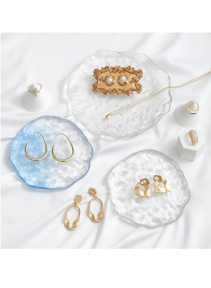 Crystal Jewelry Dish Trays for Rings, Earrings, Necklaces, Elegant Gift for Women, Set of 3