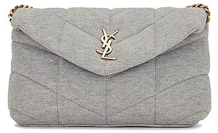 Saint Laurent Toy Puffer Jersey Bag in Light Grey